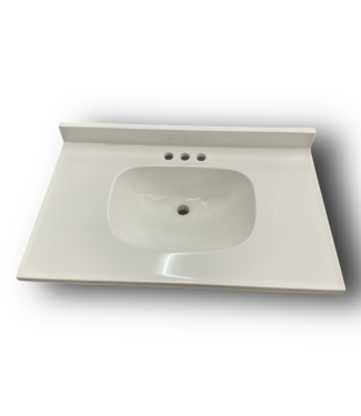 51055 White Cultured Marble Single Sink Vanity Top 31"W