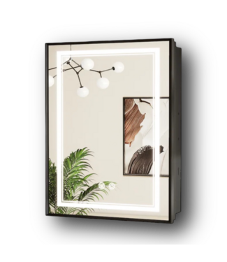 51056 LED Fog Free Mirrored Medicine Cabinet Black
