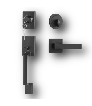 51083 Matte Black Front Door Thumb Latch Handle With Lock