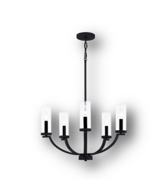 51084 5-Light Matte Black Chandelier 25" W x 17.5" H