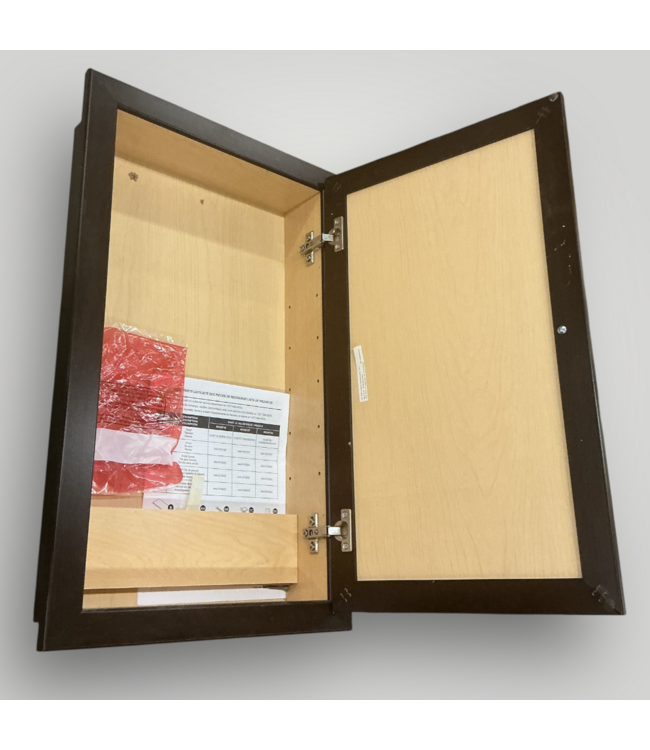 51117 Dark Brown Mirrored Medicine Cabinet 16"W x 26"H
