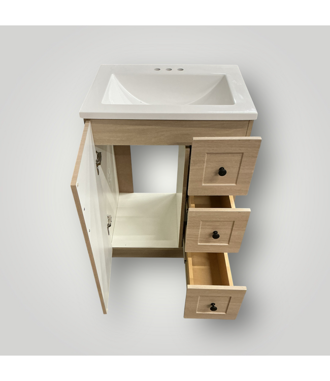51119 24-in Beige Oak Bathroom Vanity with Marble Top