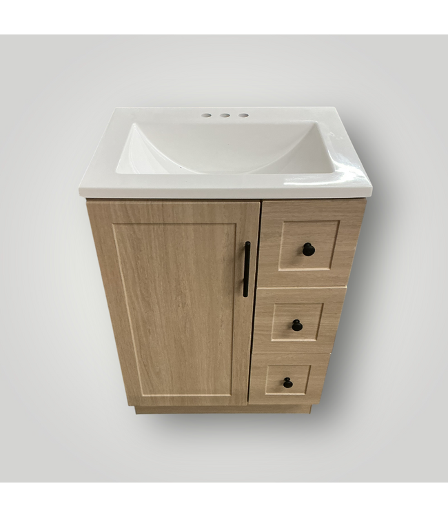 51119 24-in Beige Oak Bathroom Vanity with Marble Top