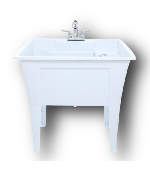 51130 White Freestanding Utility Tub With Drain & Faucet