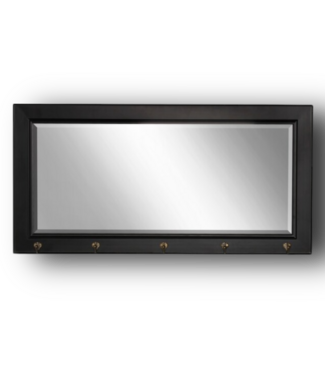 51131 Rectangle Black Beveled Wall Mirror With 5 Hooks
