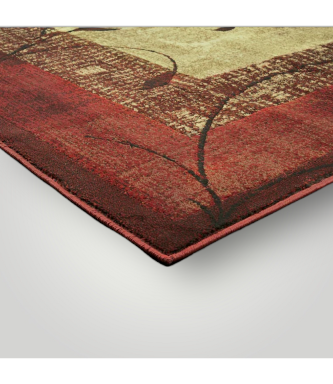51187 Rectangular Red Border Indoor Rug  5'W x 8'L