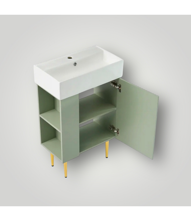 51168 21.6-in Green Vanity & Ceramic Sink