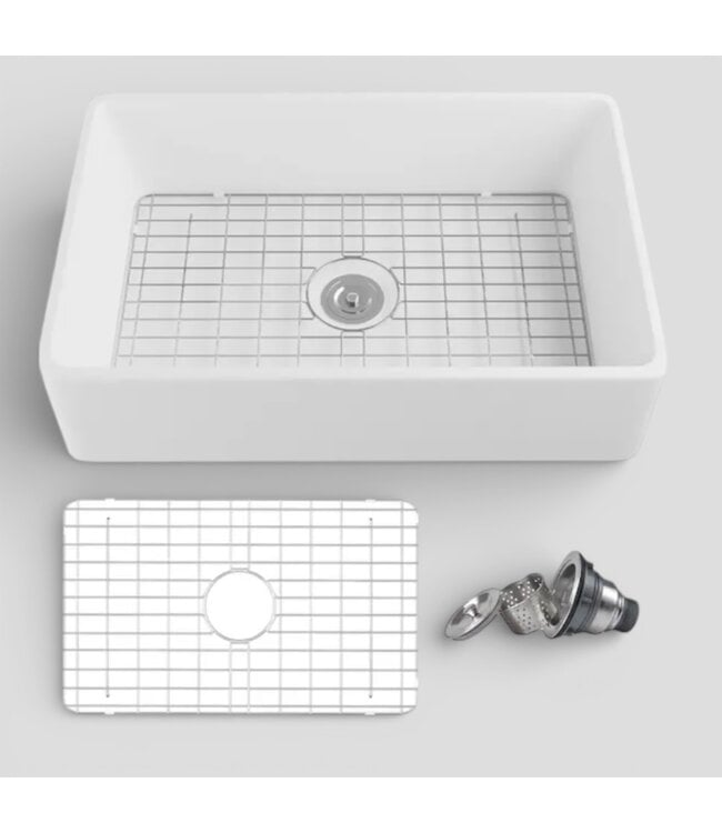 51180 Farmhouse White Porcelain Kitchen Sink 33" x 20"