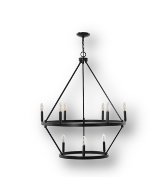 51193  Black 9-Light Chandelier 30"W x 27"H
