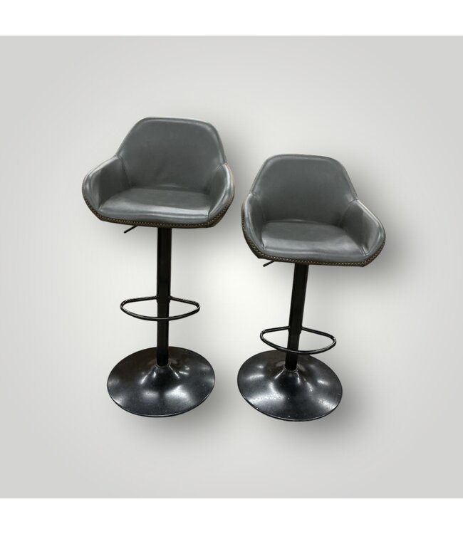 51309 Mid-Century Gray Bar Stools Set of 2