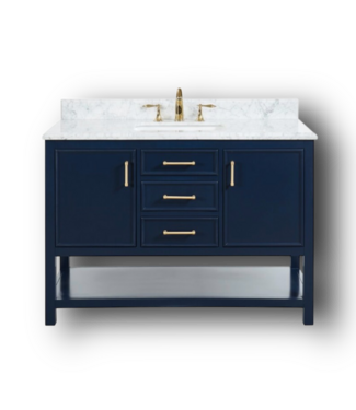 51320 Navy Blue Vanity with Carrara White Marble Top 48"