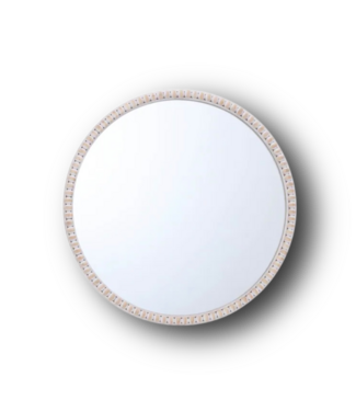 51348 White Wash Round Mirror 27.5-in W x 30-in H