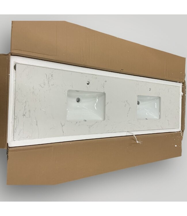 51365 Cultured Marble Double Vanity Sink Top 84"W