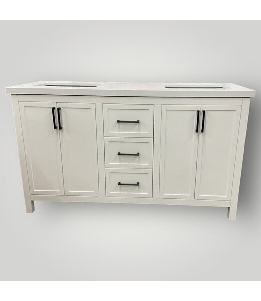 51373 Winter White Double Vanity w/Sink Top 61"W