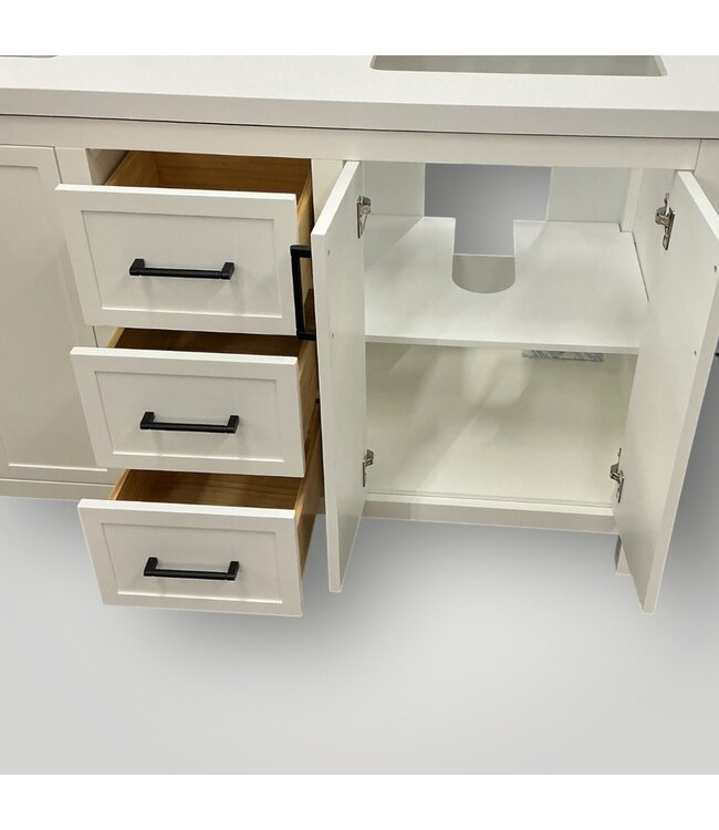 51373 Winter White Double Vanity w/Sink Top 61"W