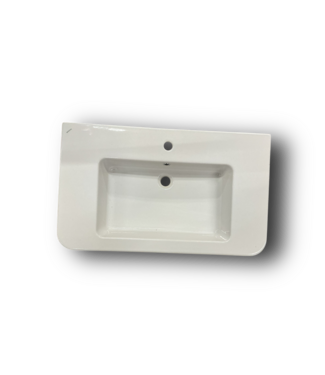 51437 White Glossy Ceramic Bathroom Sink 33"W