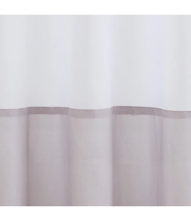 51467 White & Beige Fabric Shower Curtain