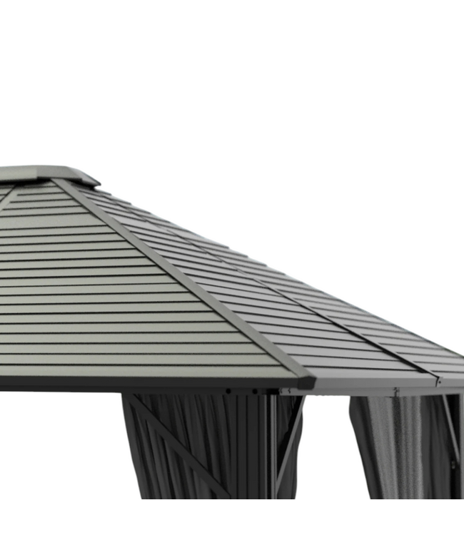 51533 Hardtop Gazebo Pergola with Mesh Netting 12' x 10'