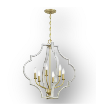 51536 Vintage Gold & Antique White 6-LIght Pendant