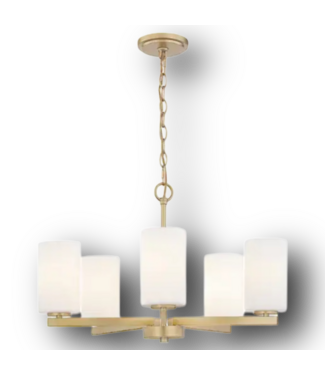 51541 5-Light Brushed Gold Etched Glass Chandelier