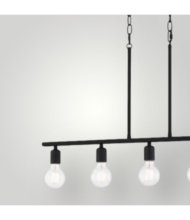 51542 Matte 5- Light Black Steel Chandelier