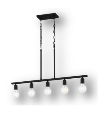 51542 Matte 5- Light Black Steel Chandelier