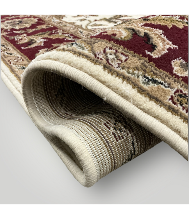 51550 Ivory & Red Kashan Area Rug 5'W x 8'L