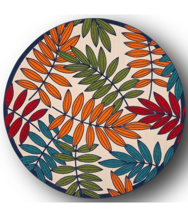 51561 Multicolor Round Indoor/Outdoor Area Rug 8'x8'