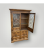 51608 Vintage Wood China Cabinet with Glass Doors