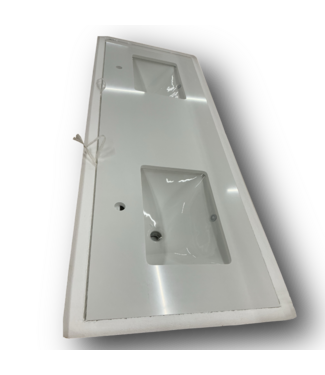 51606 White Marble Double Sink Vanity Top 66"W x 22"D