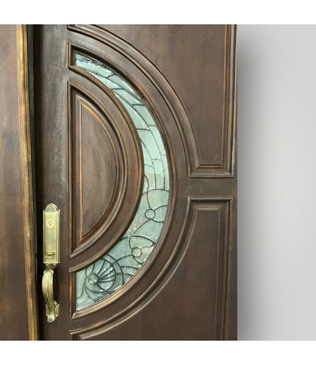 51601 Mahogany Tiffany Style Exterior Double Door 73.25"W x 97"H