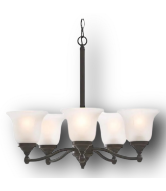 51625 5-Light Bronze & Frosted Glass Chandelier