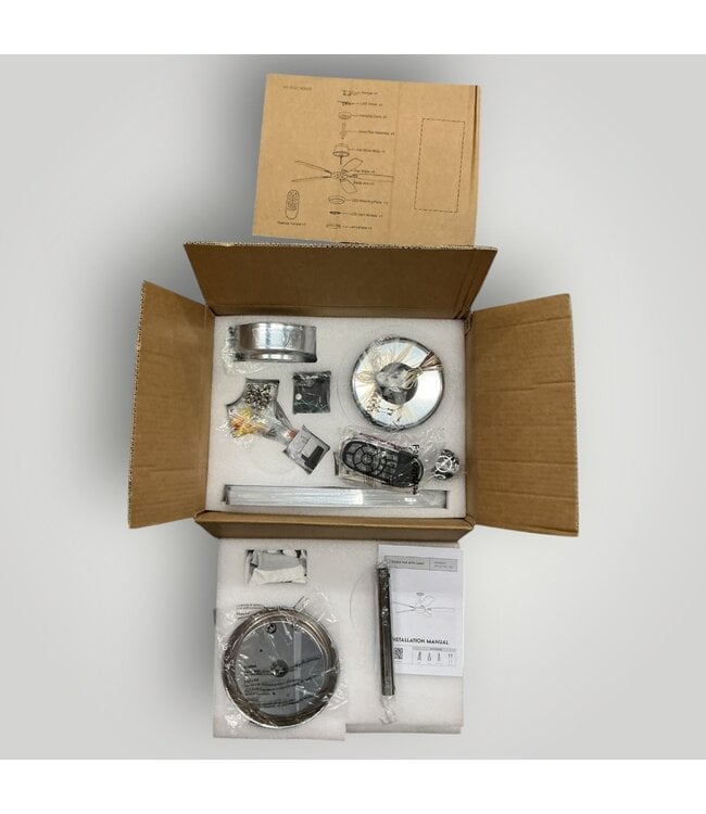 51648 Chrome Ceiling Fan With Light And Remote 42"