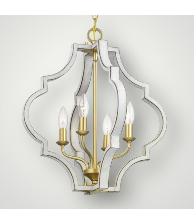 51689 Teigen 4-Light Vintage Gold White Pendant
