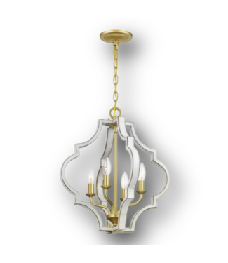 51689 Teigen 4-Light Vintage Gold White Pendant