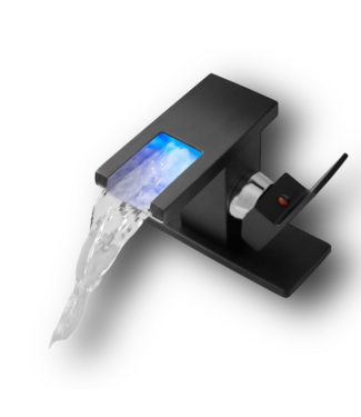 51690 Single Handle Black Waterfall Faucet w/LED