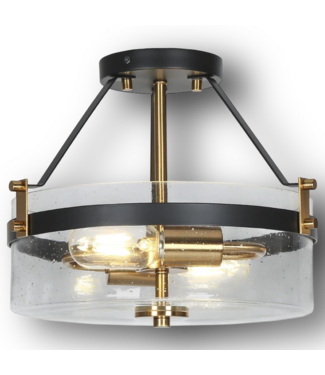 51731 2-Light Black Semi-Flush Mount Light 12.5"