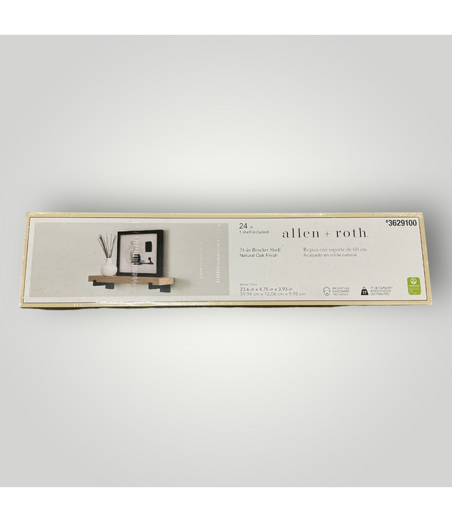 51749 Natural Oak Finish Bracket Shelf 24" x .393"H