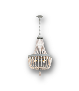 51742 Cait 4-Light White Wood Beaded Pendant