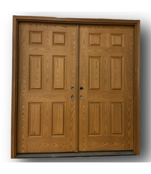 51746 Fiberglass French Prehung Entry Door 74"W x 80"H