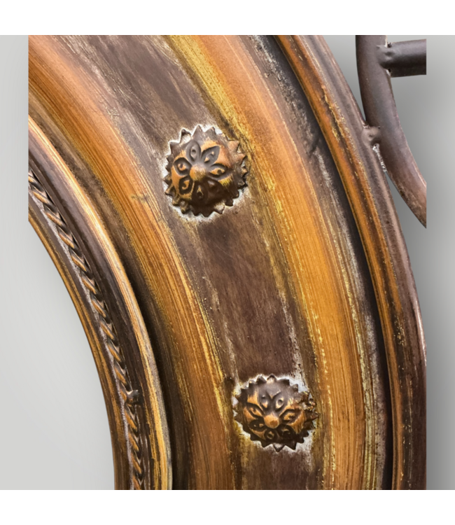 51755 Brown Metal Leaf Medallion Wall Clock 36"