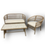 51758 3-Piece Wicker Patio Set With 2 Cream Cushions