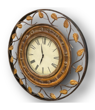 51755 Brown Metal Leaf Medallion Wall Clock 36"