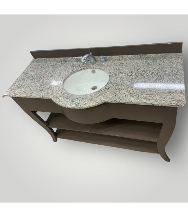 51769 Wood & Quartz Bathroom Vanity 58"W