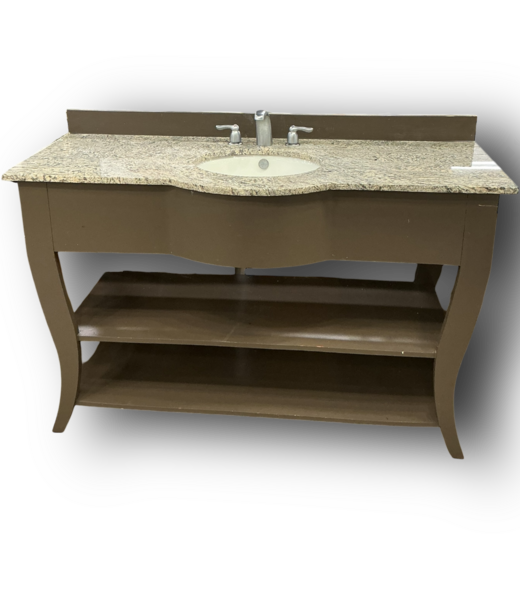 51769 Wood & Quartz Bathroom Vanity 58"W