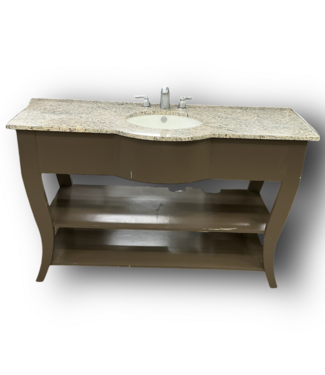 51770 Grayish Brown Bathroom Vanity With Top 58"W