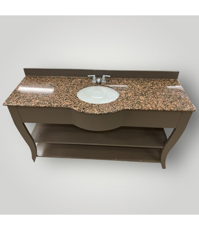 51772 Baltic Brown Quartz Top Bathroom Vanity 58"W