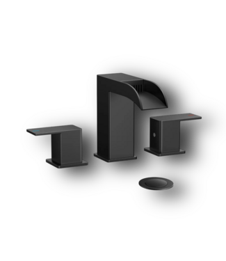 51774 Black Widespread Waterfall Bathroom Faucet