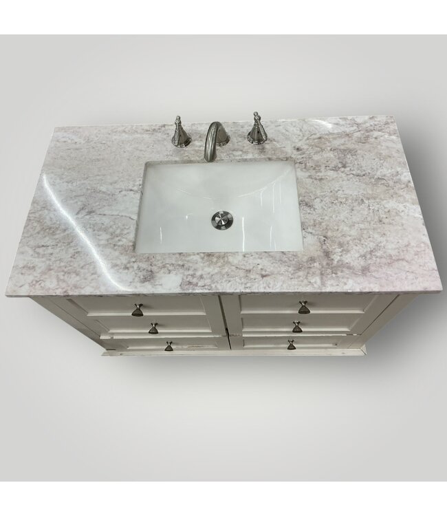 51776 White Bathroom Vanity With Top 36.5"W