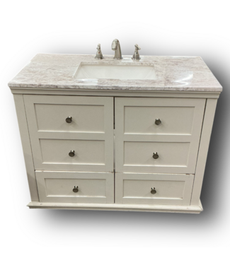 51776 White Bathroom Vanity With Top 36.5"W